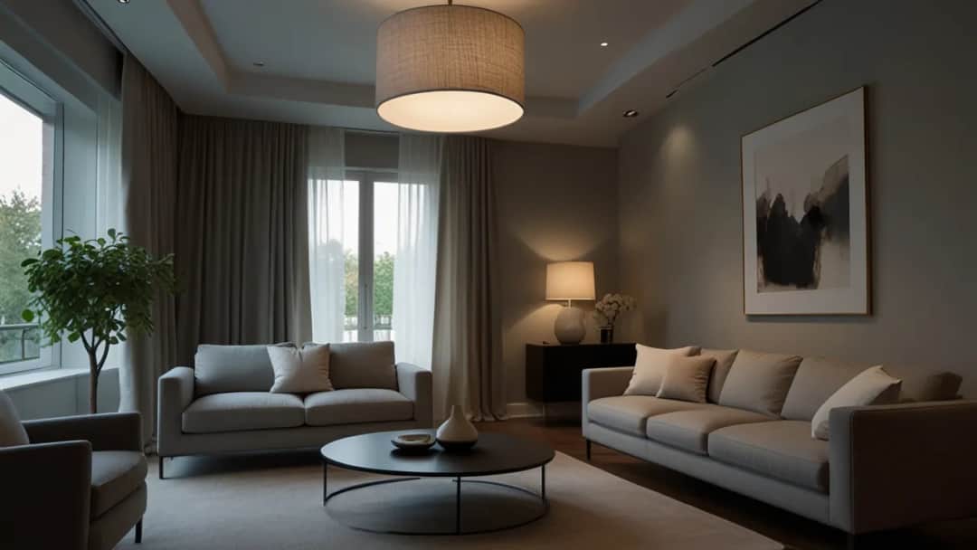 Szara lampa sufitowa - Nowoczesne wnętrza w stonowanym klimacie