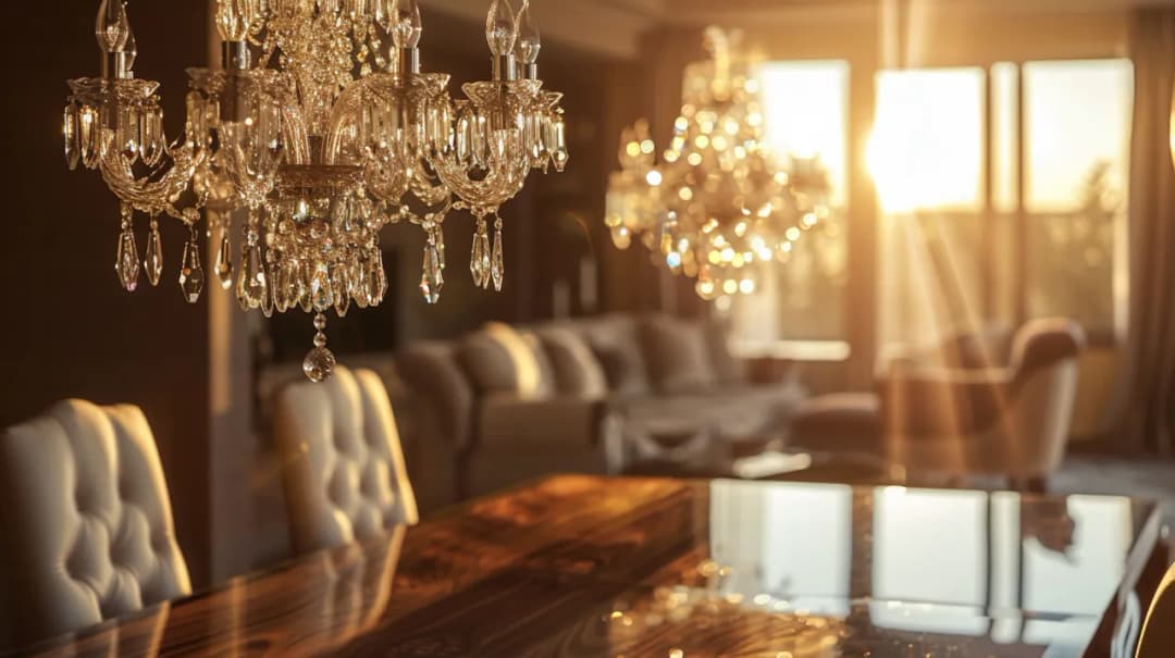 Lampa nad stół glamour: Elegancka lampa sufitowa z kloszem